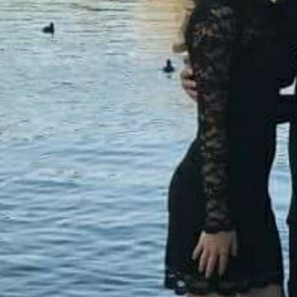Long sleeve black lace dress